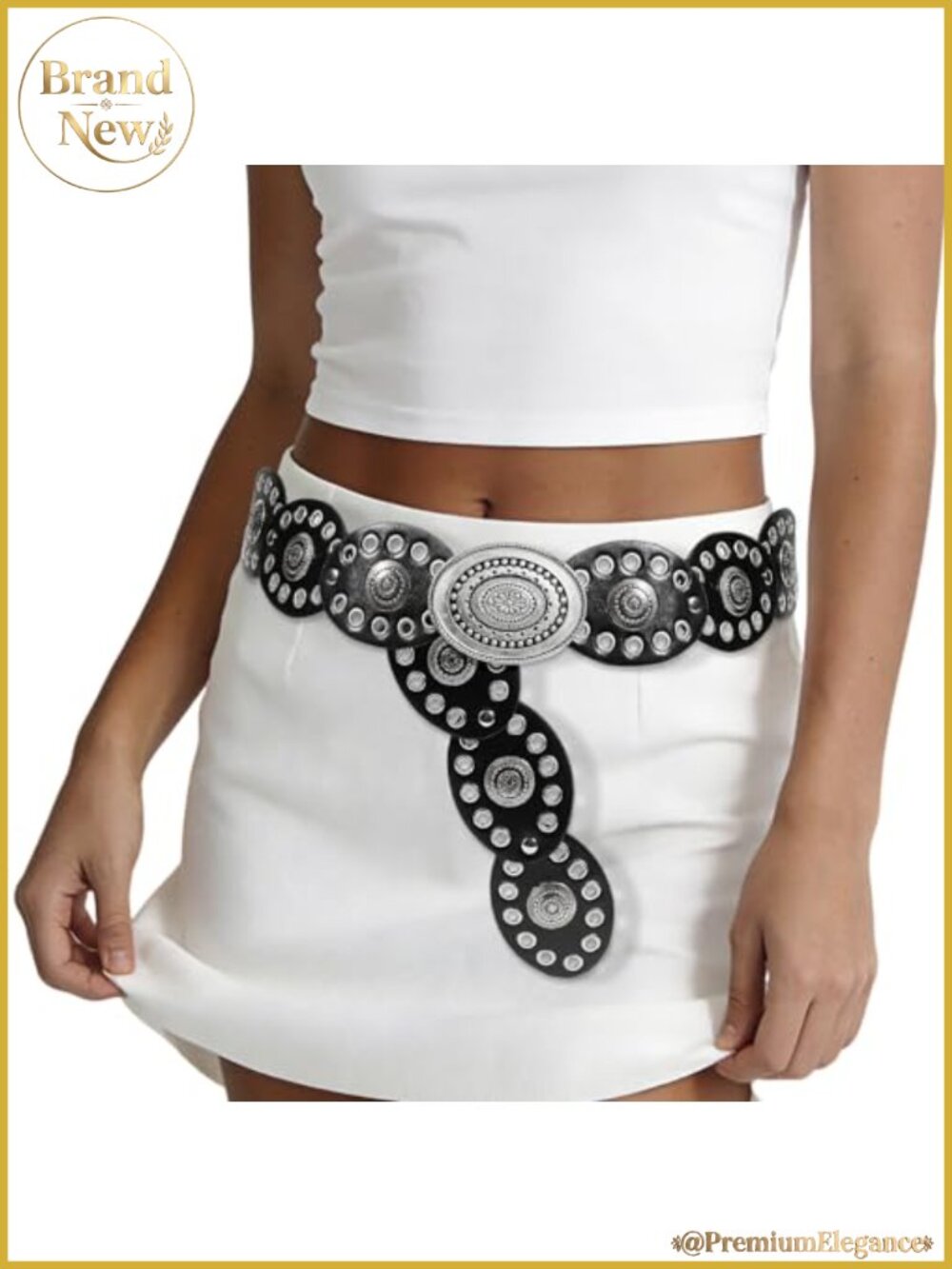 Leather Western Boho Concho Vintage Belt for Women Dress Jeans Country